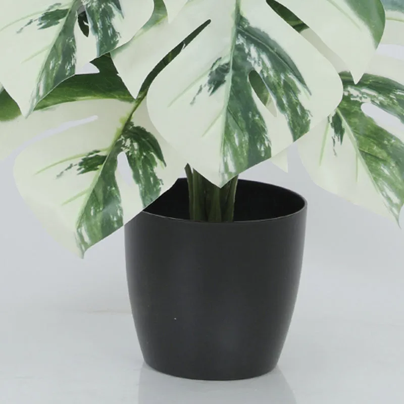 Leafvine Artificial Monstera Plant With Black Plastic Pot - 2.5 Feet media 4