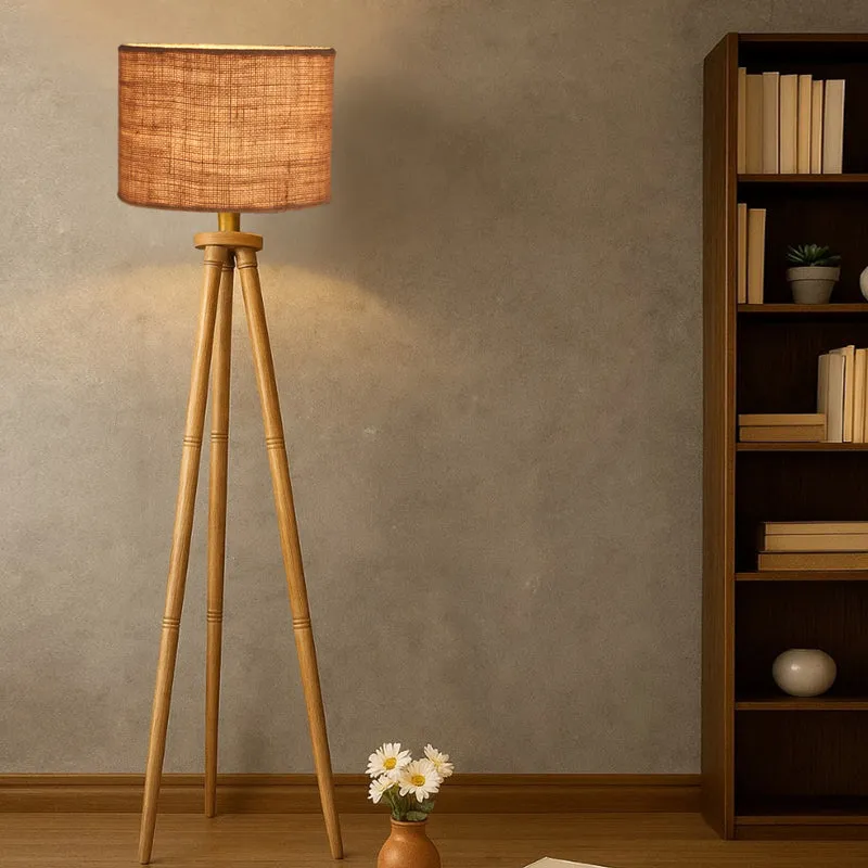 Sienna Tripod Wooden With Jute Shade Floor Lamp - Brown media 3