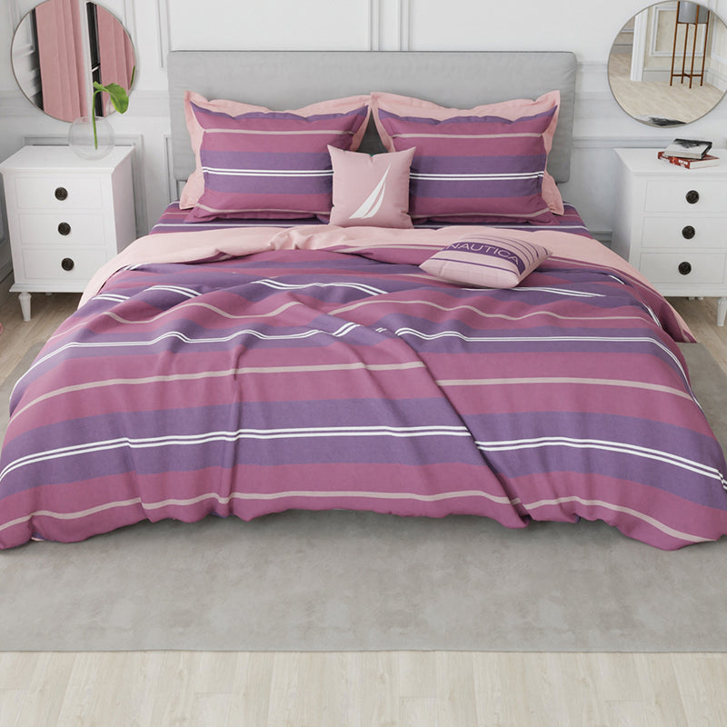 Nautica Stripe Symphony Cotton Bedsheet (Pink) - 210 TC media 7