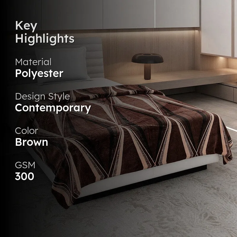Monte Carlo Trivora Abstract Print Polyester Blanket (Brown) - 300 GSM media 2