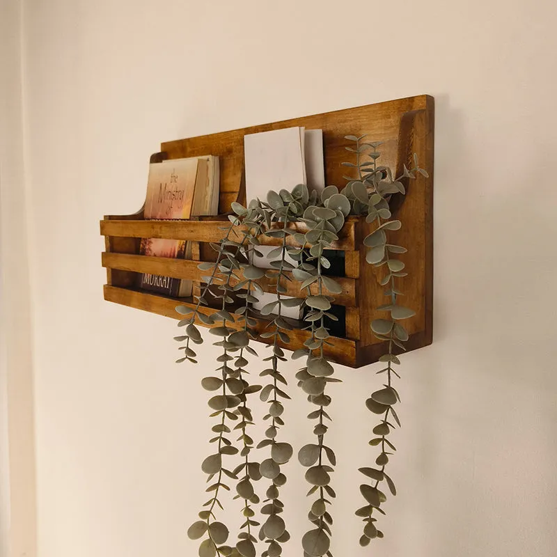 Modulo Wooden Wall Shelf Organiser with Key Holders media 4