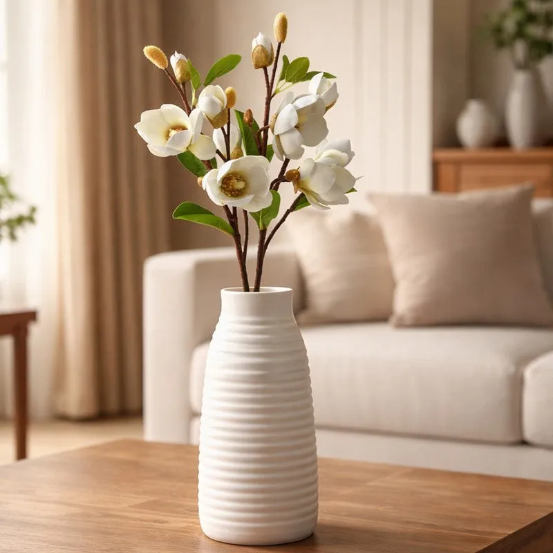 Blushora Plastic Artificial Flower (White) - Set Of Two media 4