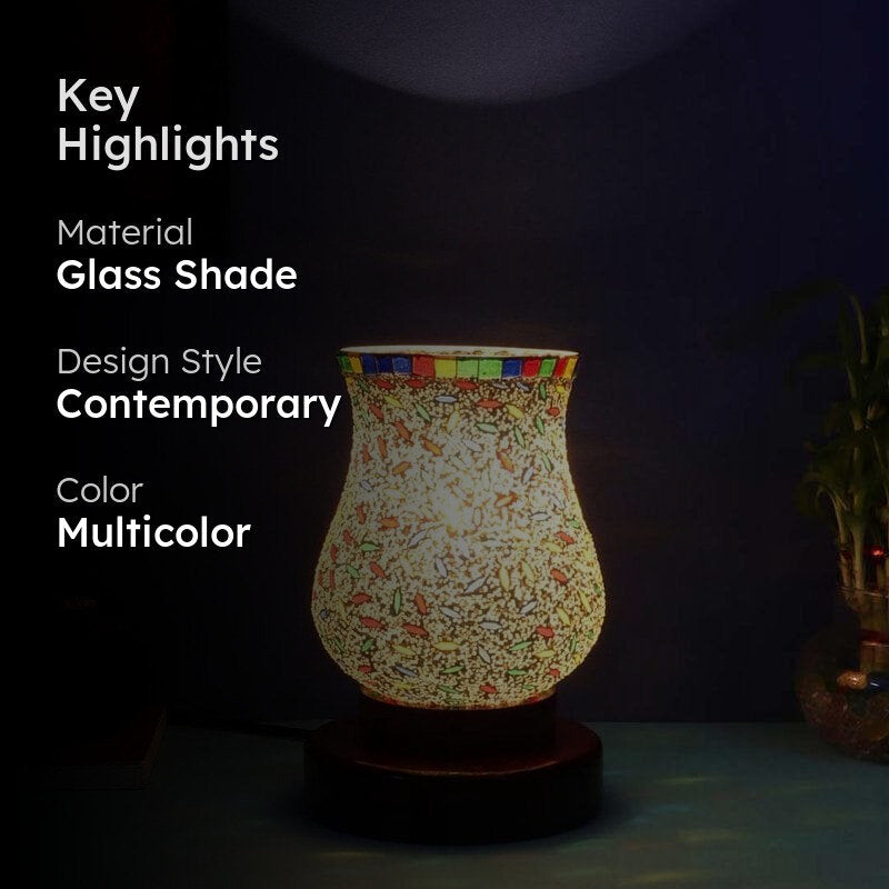 Speckly Mosaic Glass Table Lamp - Multicolor media 2