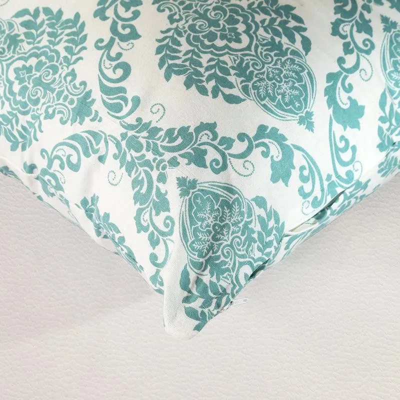 Tameira Jacquered Motif Printed Cushion Cover (Teal) - Set Of Five media 4