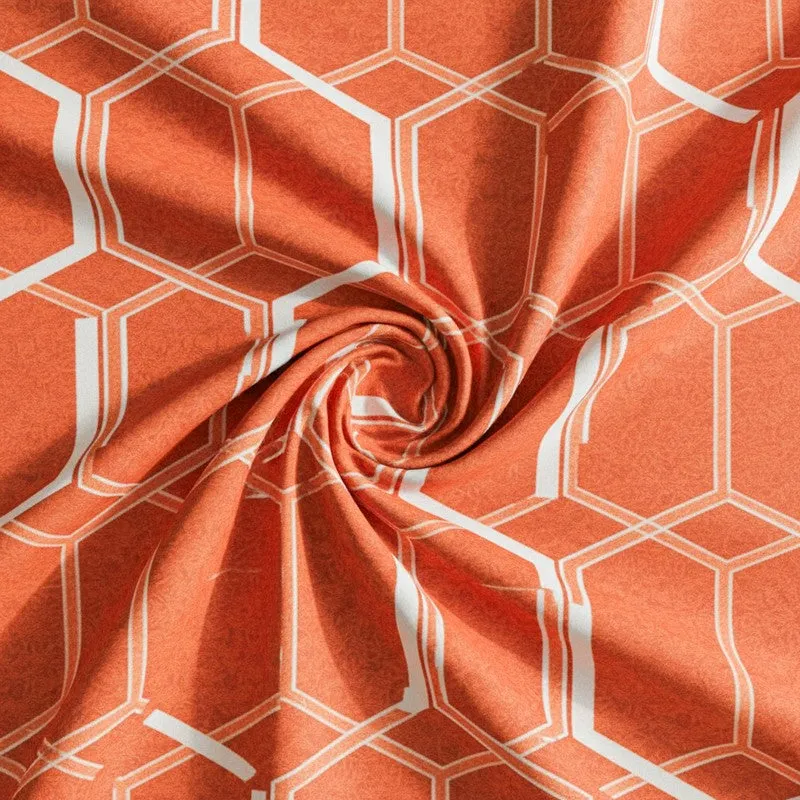 Hivescape Geometric Cotton Bedsheet (Terracotta Brown) - 200 TC media 5