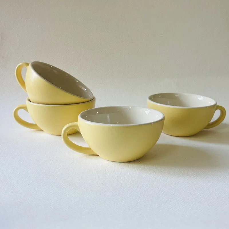 Ceramic Tea Cups (Yellow,240 mL Each) - Set Of Four media 4