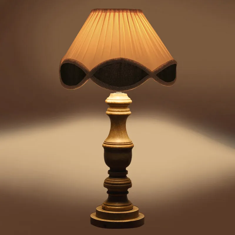 Valencia Carve Wooden Table Lamp - White,Brown media 5