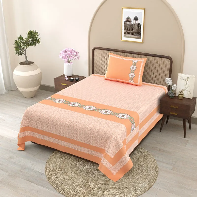 OpulentRest Cotton Bedsheet (Peach) - 180 TC media 1