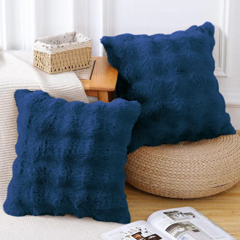 Bubble Luxe Cushion Cover Set (Dark Blue) - Set Of Two media 4