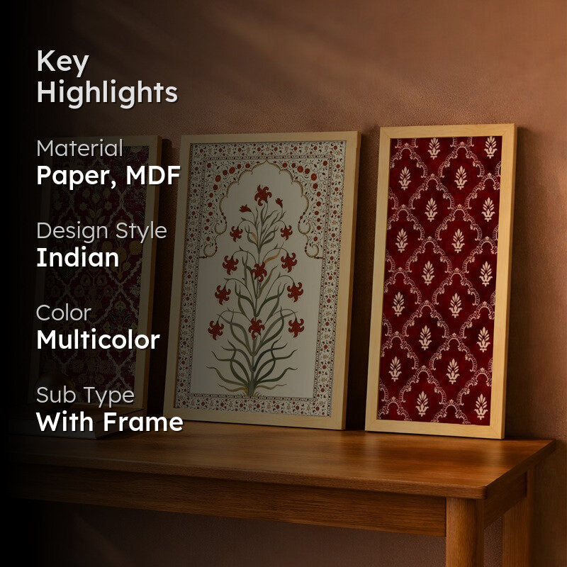 Floral Heritage Wall Art With Frame - Set of Three media 2