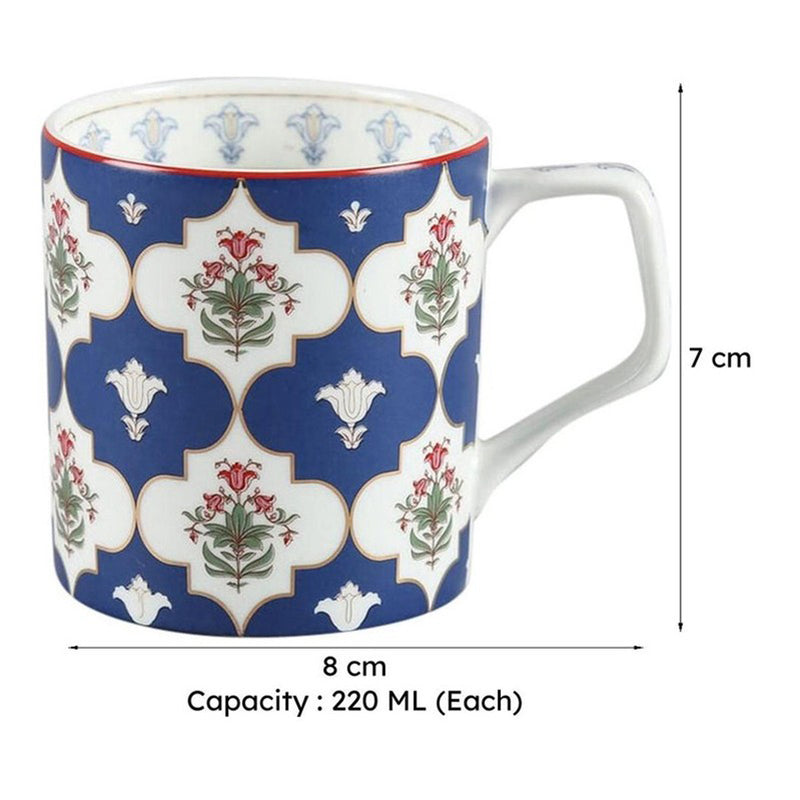 India Circus Bone China Tea Cup (220 mL Each)/Blue)-  Set of Six media 7