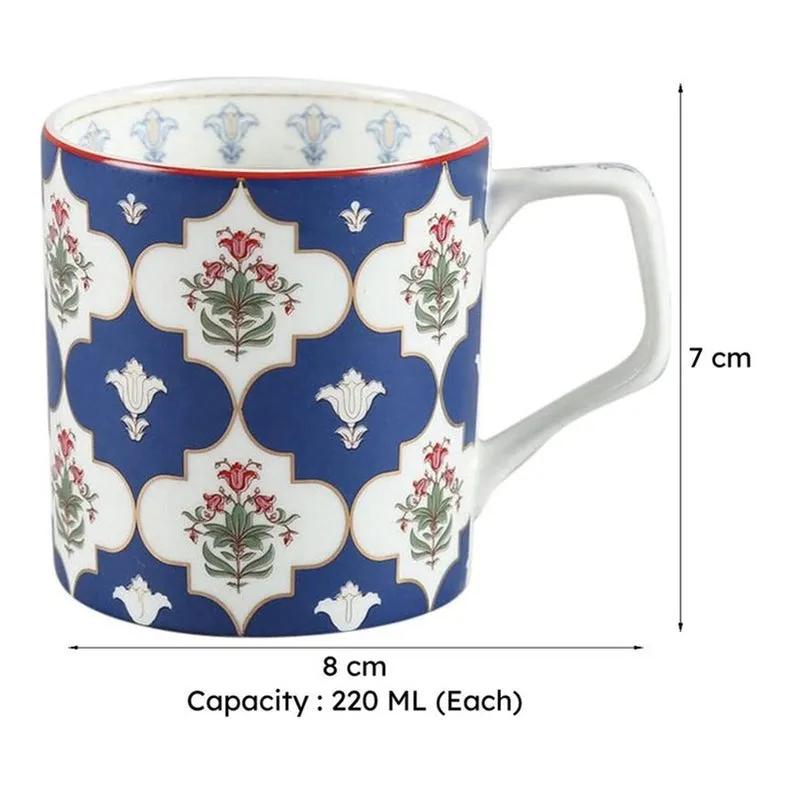 India Circus Bone China Tea Cup (220 mL Each)/Blue)- Set of Six media 7