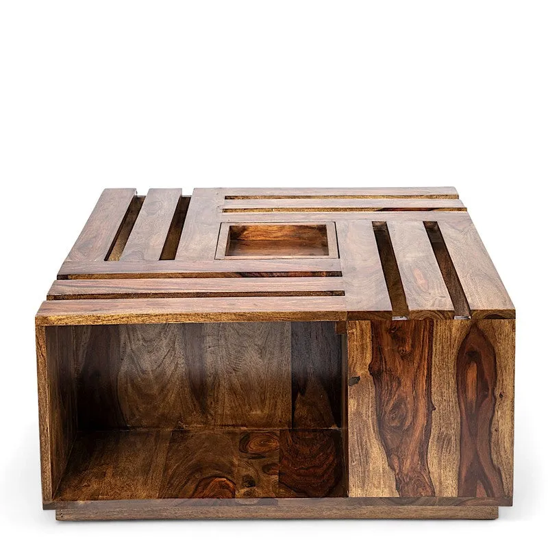 Yervon Sheesham Wooden Center Table - Brown media 4