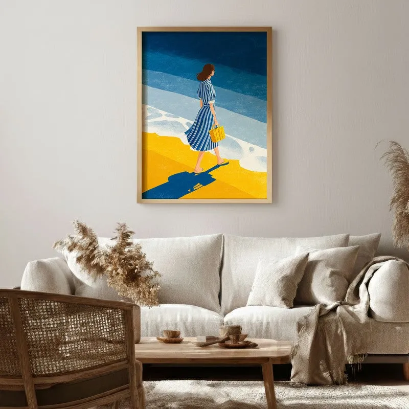 Oceanview Canvas Wall Painting - Brown Frame media 1