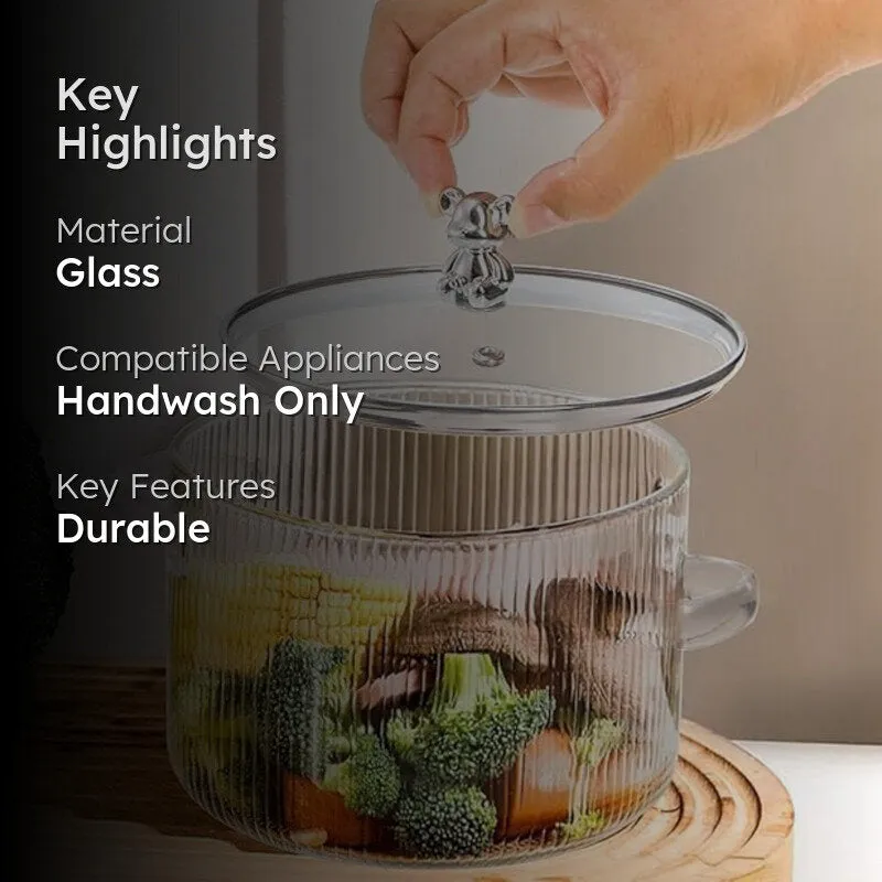 Thermelle Glass Cooking Pot With Lid - 1.6 L media 2