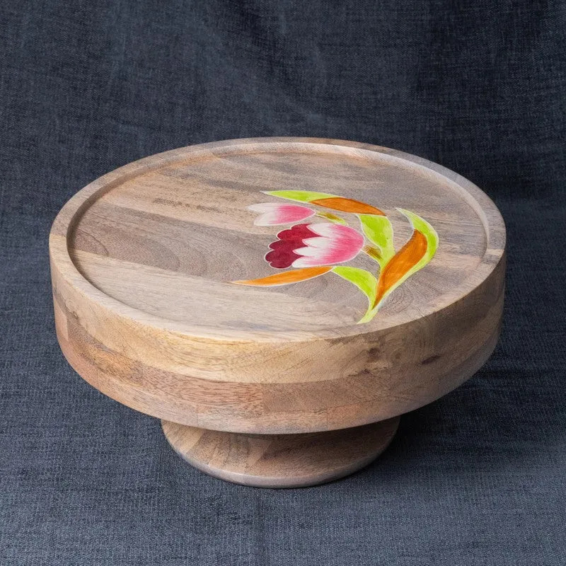 Lotus Petal Wooden Cake Stand media 3