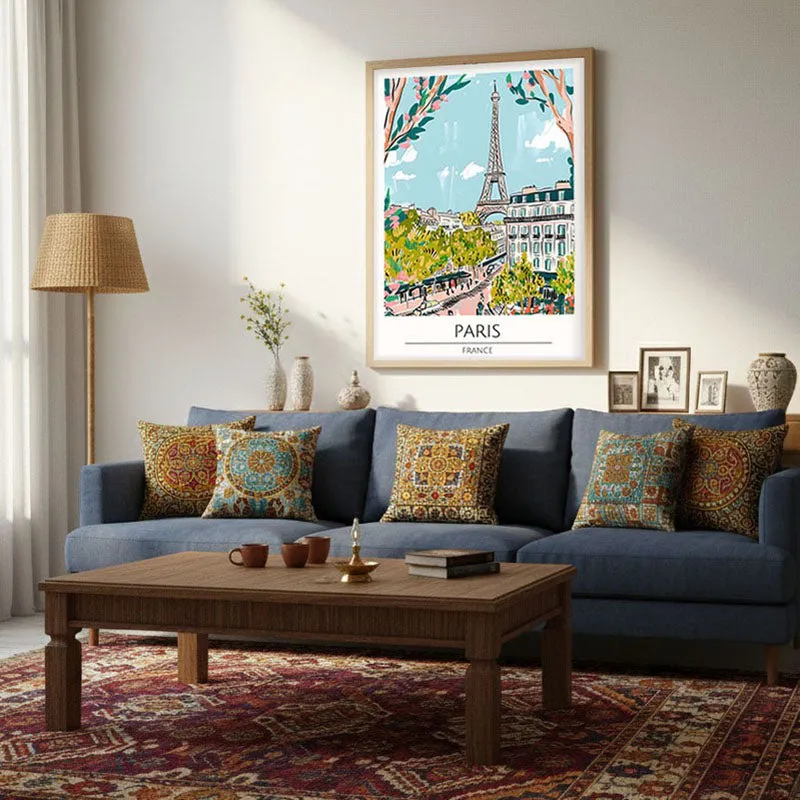Vintage Paris Framed Canvas Archival Canvas Wall Painting - Natural Brown Frame media 4