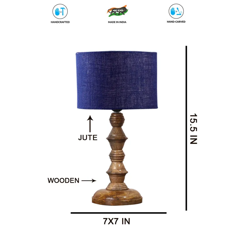Sienna I Timber Wooden Table Lamp - Blue,Brown media 7
