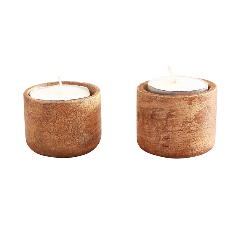 Ameena Mango Wood Candle Holder - Set Of Two media 4