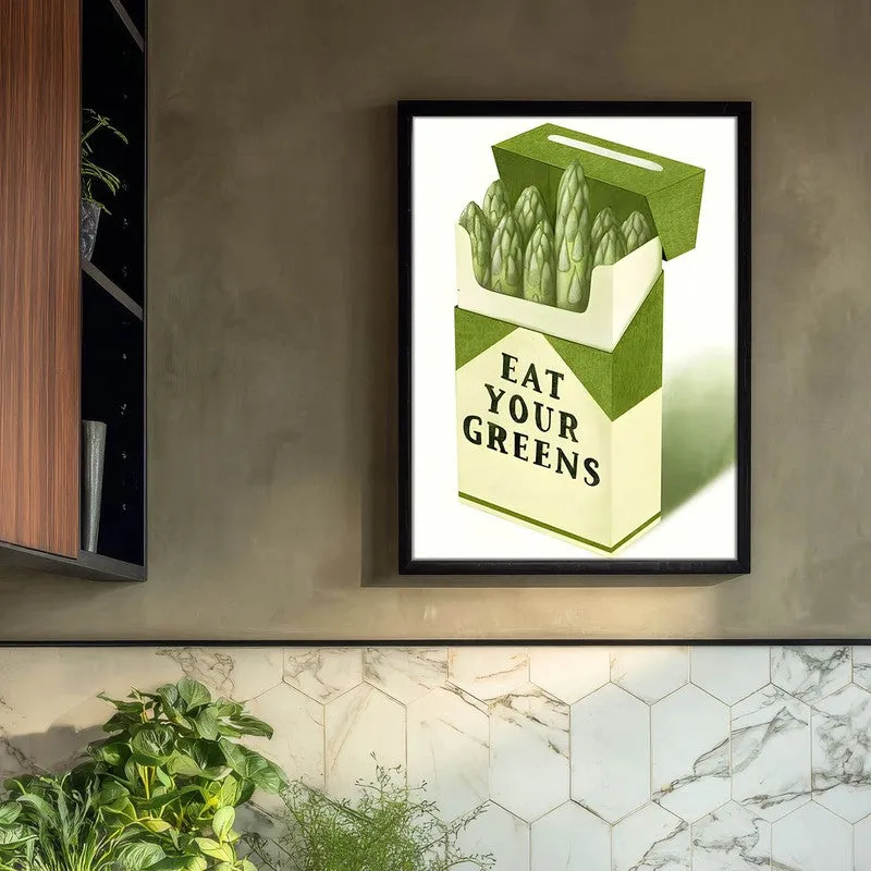 Eat Your Greens Archival Canvas Wall Art - Black media 3