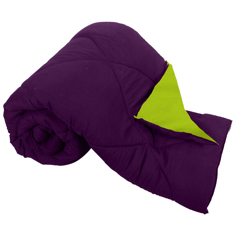 Wide Checkered Dual Color Cotton Comforter (Green,Purple)  - 400 GSM media 7