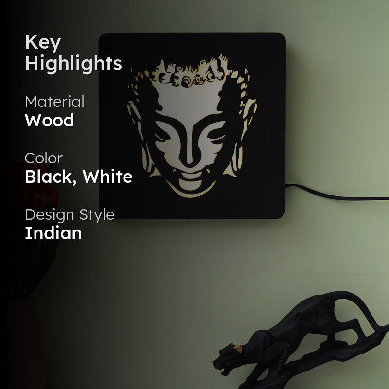 Lord Buddha LED Wooden Wall Lamp media 2