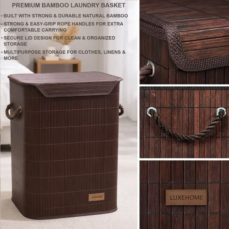 Strap Bamboo Laundry Basket - Brown media 8