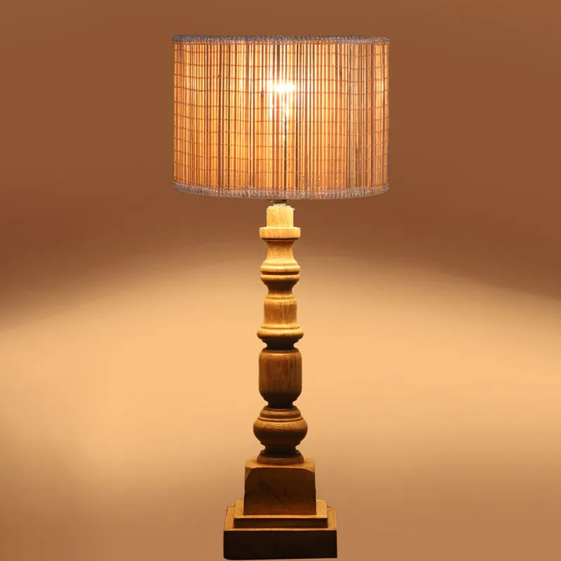 Bambouin Arbor Wooden Table Lamp - Beige,Brown media 5