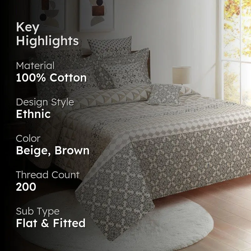 Swayam Zira Cotton Bedsheet (Beige) - 200 TC media 2