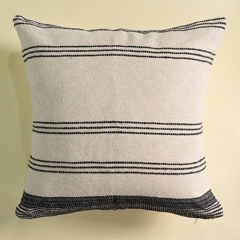 Linear Beige Cotton Cushion Cover media 3