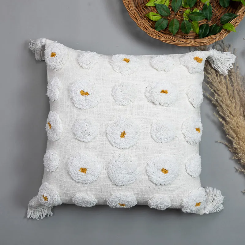 Pom Grid Tufted Cushion Cover - White, Yellow media 5
