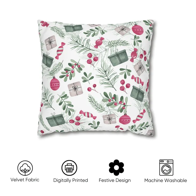 Holiday Doodles Velvet Christmas Cushion Cover media 3