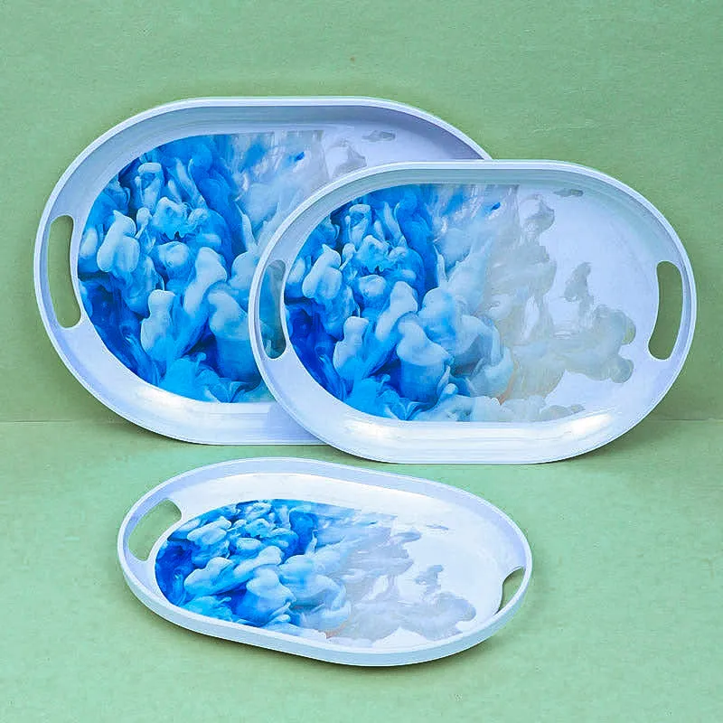 Hydrangea Halo Serving Tray (Blue) - Set Of Three media 4