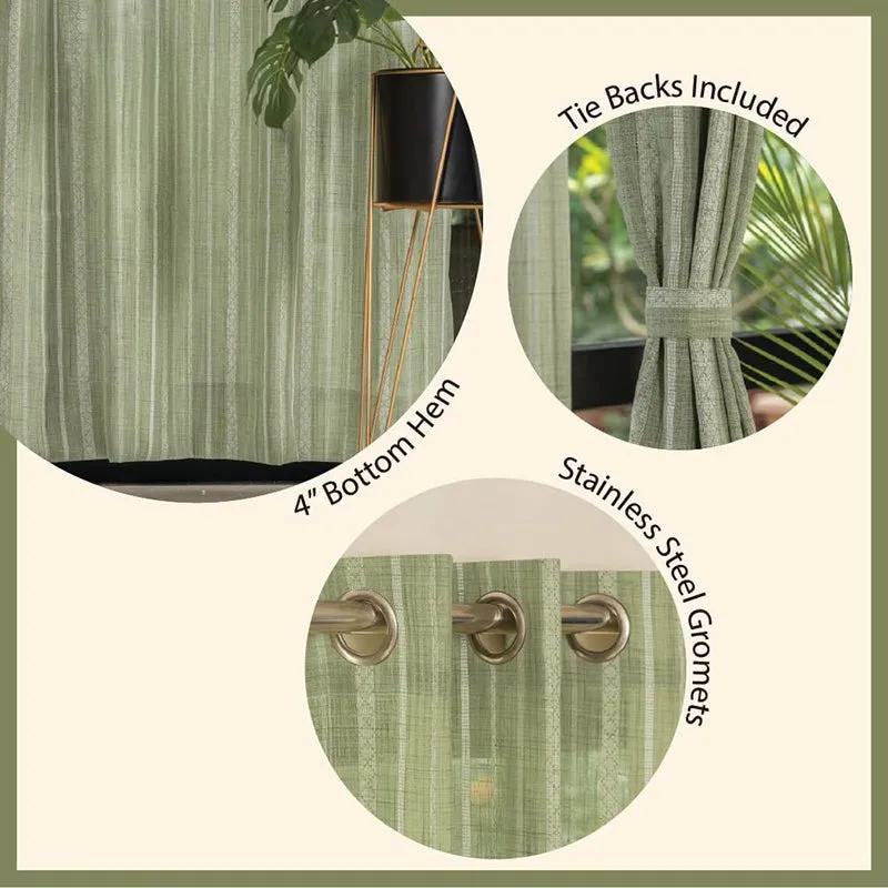 Urban Space Vertical Weaves Curtain (Sage Green) - Set Of Two media 6