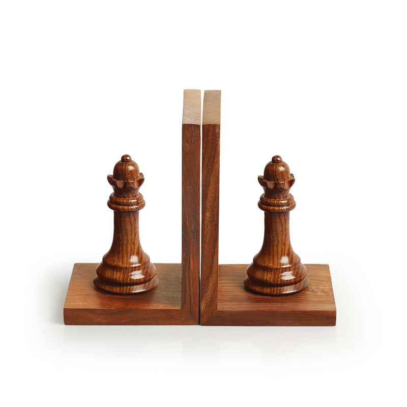 Checkmate Charm Handcarved Sheesham Wood Book End - Set Of Two image 3