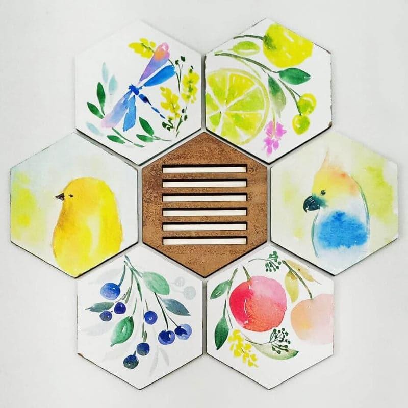 Tryla Nature Handpainted Coaster -  Set Of Six media 3