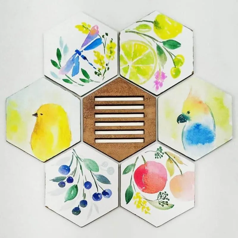Tryla Nature Handpainted Coaster - Set Of Six media 3