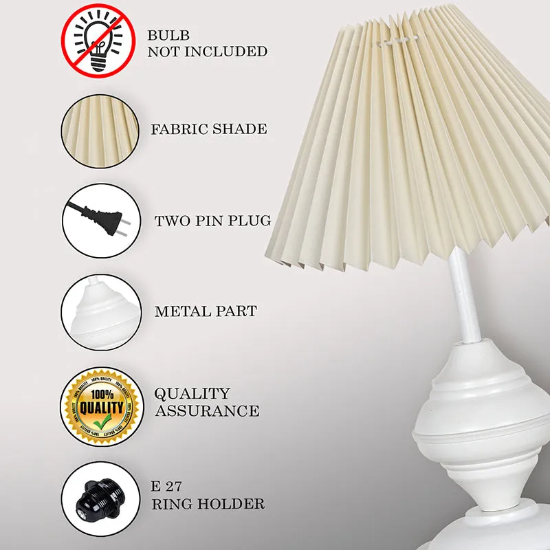 French Pleat Orbin Metal Table Lamp - Ivory,White media 4
