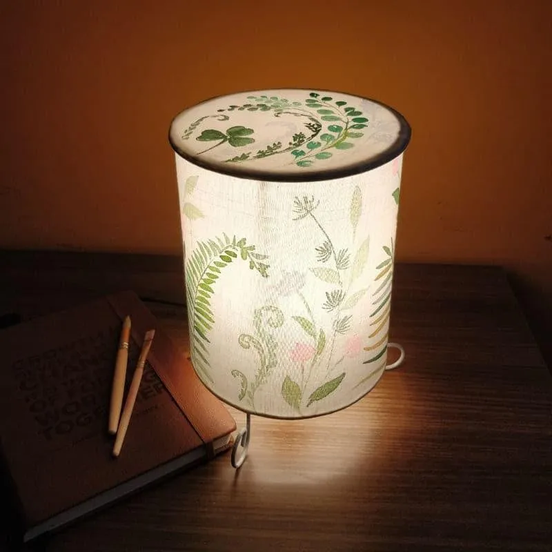 Fern Dream Handpainted Fabric Table Lamp - Multicolor media 1