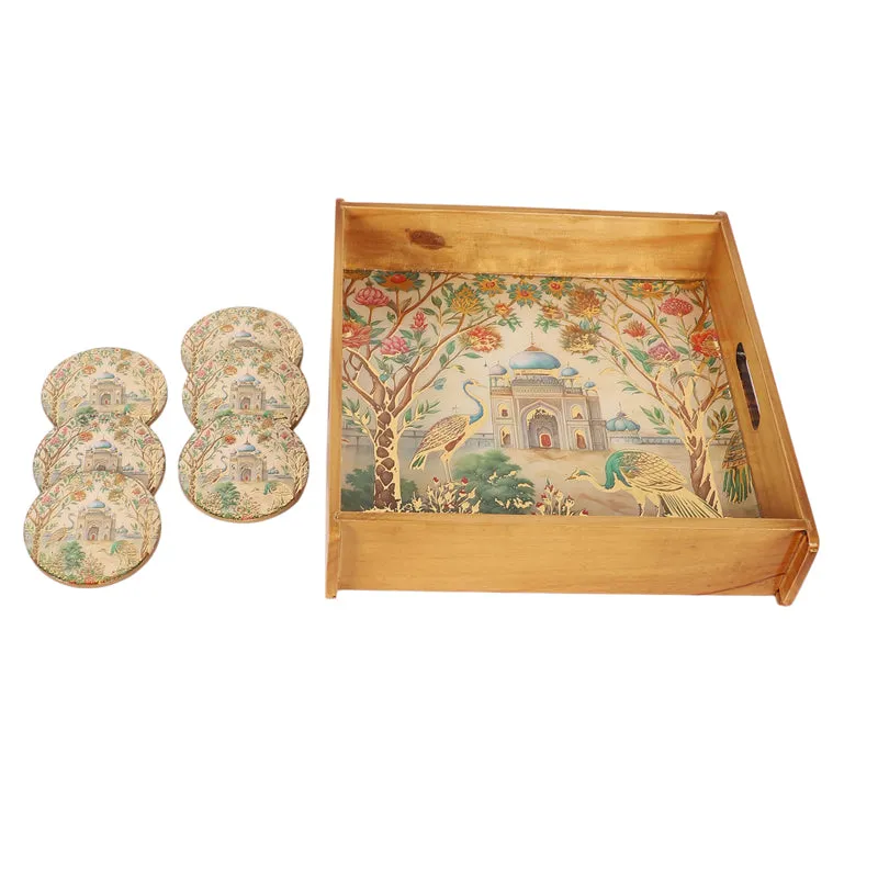 Royal Eden Wooden Serving Tray With Coaster - Seven Piece Set media 4