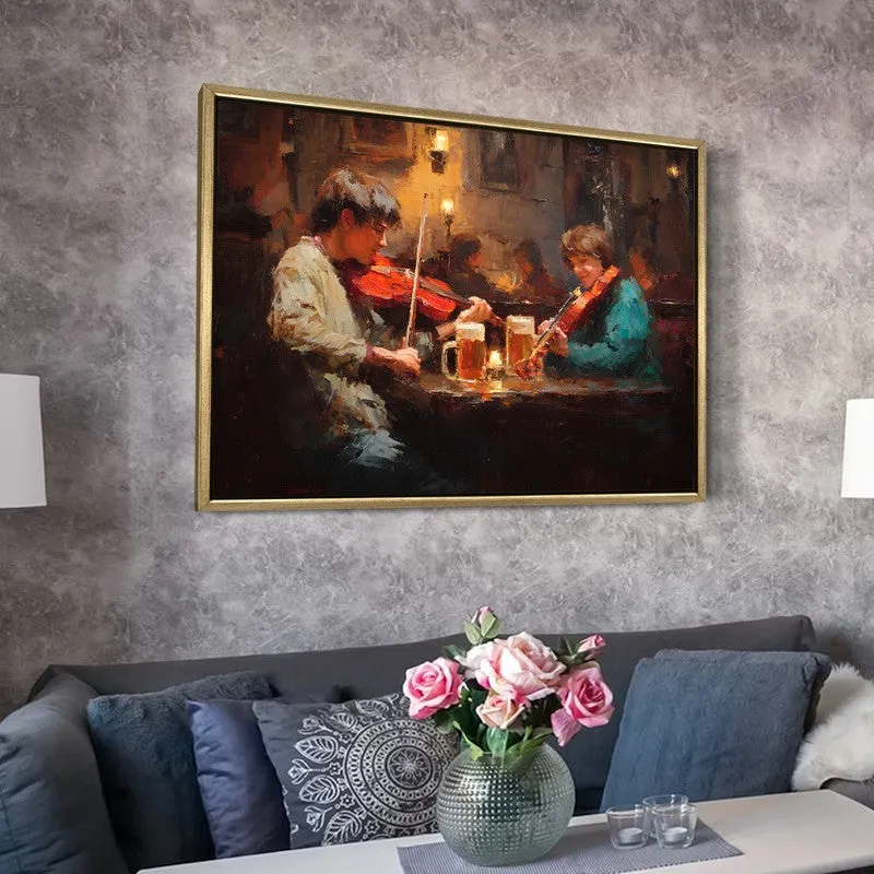 Fiddle Night Canvas Wall Painting With Frame media 6