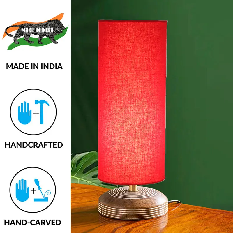 Savera Siera Fabric Table Lamp - Red,Brown media 4
