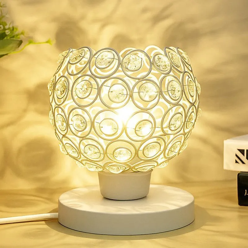Crystal Swirls Metal Table Lamp - White media 1