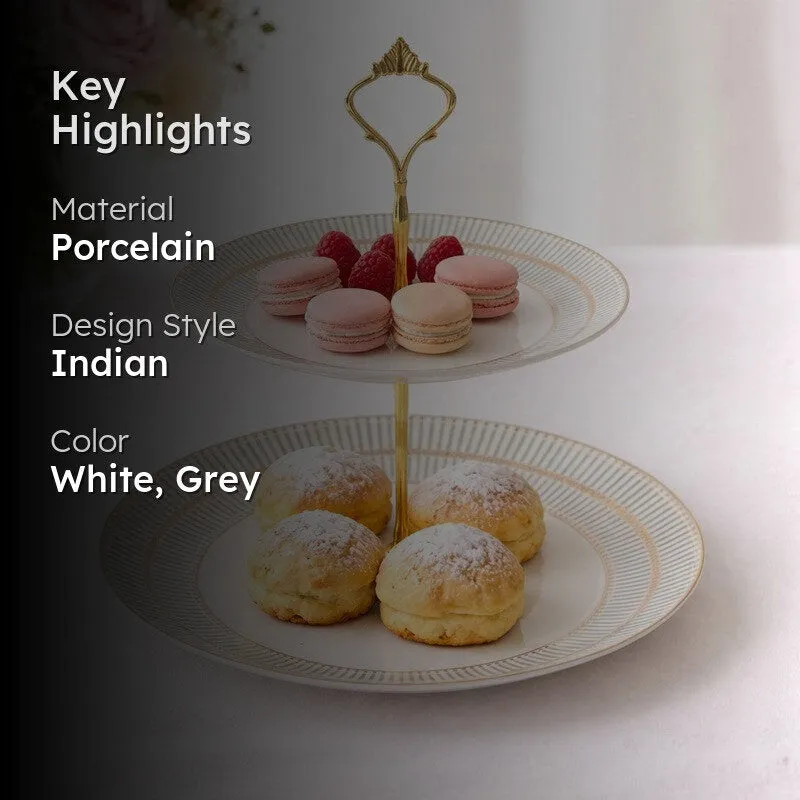 Heritage Charm Cake Stand - White,Grey media 2