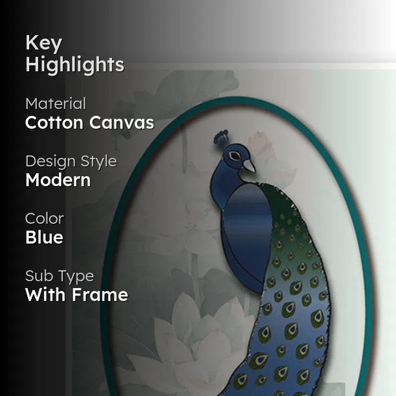 Peacock Portrait Wall Art with White Frame media 2