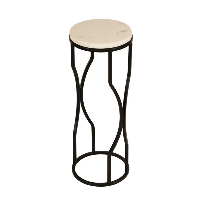 Marble Top Base Aluminum Side Table (Black) - Medium media 5