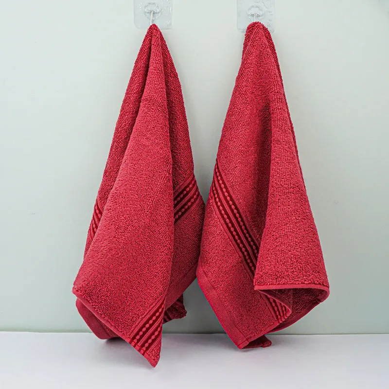 Micro Cotton LuxeDry Solid Hand Towel (Red) - Set Of Two media 4
