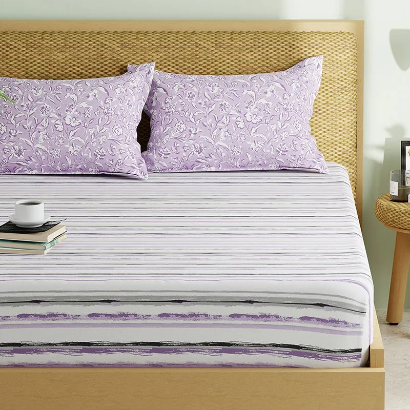 Pike Abstract Microfiber Bedsheet (Lavender) - 120 GSM media 5