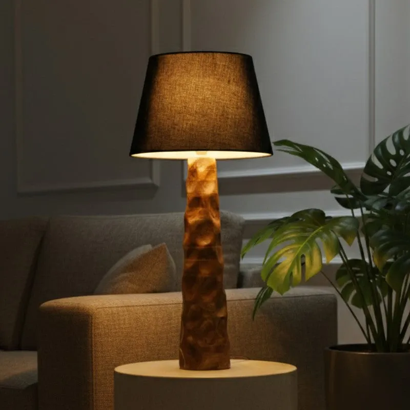 Sculpted Black Mango Wood Floor Lamp media 1