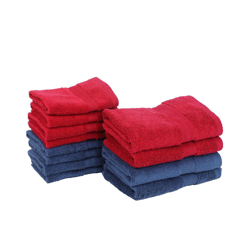 Miorah Hand & Face Towel Combo (Red & Blue) - Set Of Twelve media 3